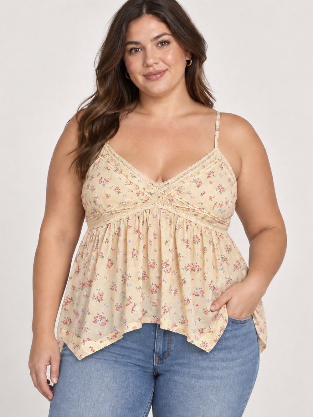 Hollister Floral Lace Babydoll Cami Tank Top – XL NWT